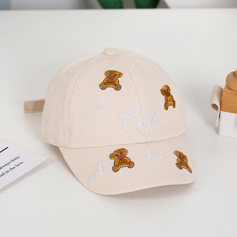 Wholesale Summer Cotton Teddy Bear Embroidered Children's Baseball Caps